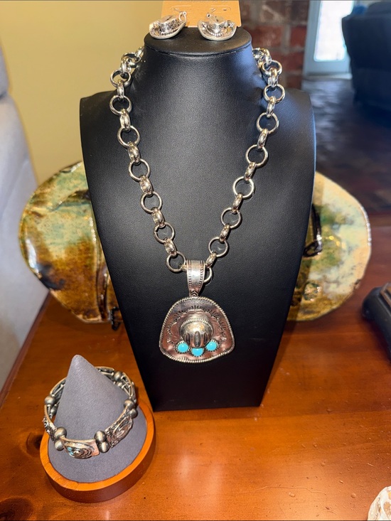accessories to go Jewelry - Silver-Tone Pendant Necklace with Turquoise Accents